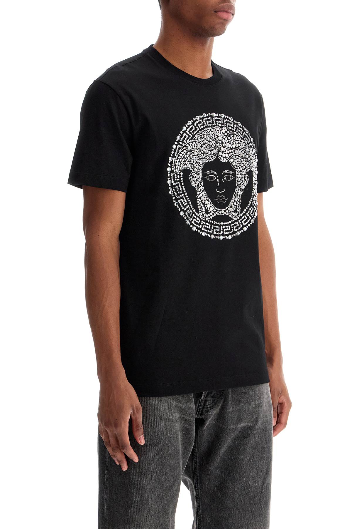 Medusa Crystal Embellished T  - Black