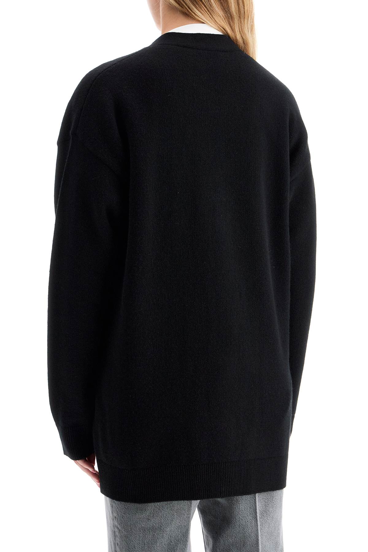 Boxy Wool And Cashmere Cardigan  - Black