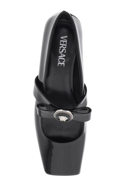 Open-toe Ballet Flats In Gianni Ribbon  - Black