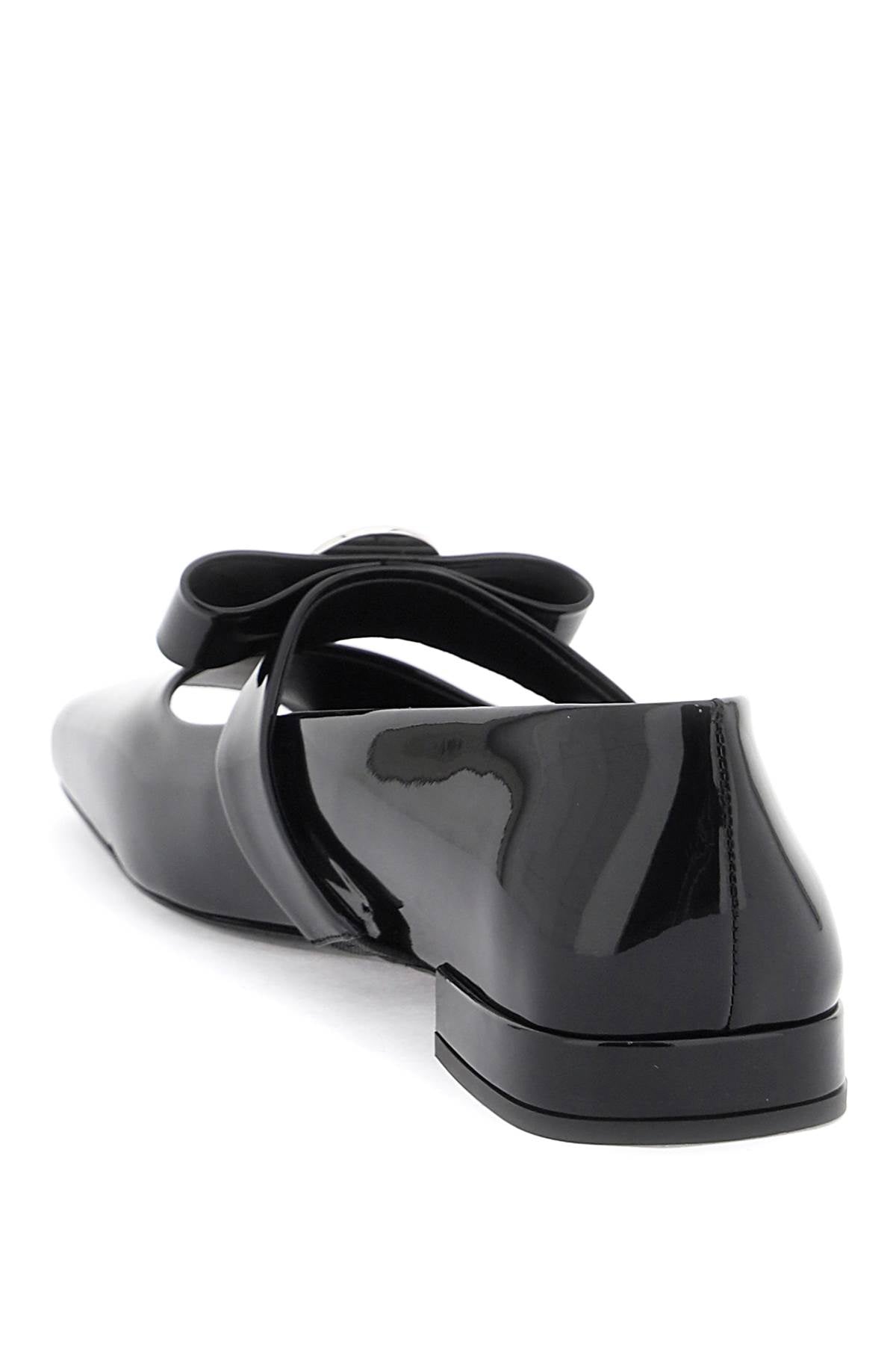 Open-toe Ballet Flats In Gianni Ribbon  - Black