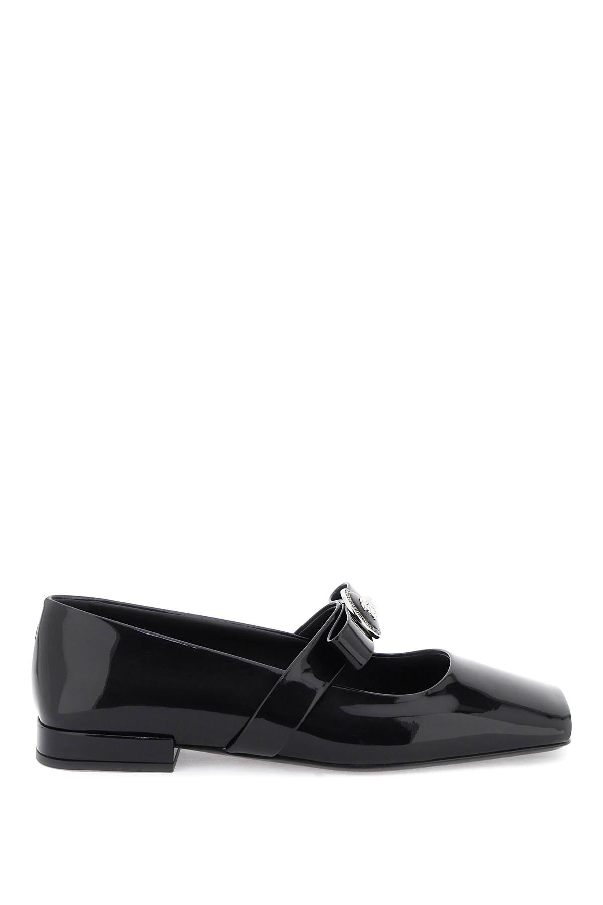 Open-toe Ballet Flats In Gianni Ribbon  - Black