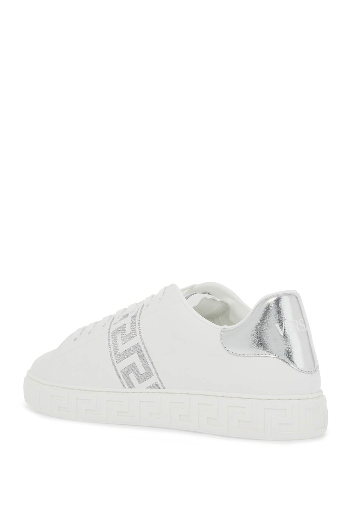 Embroidered Greek Pattern Sneakers In  - White