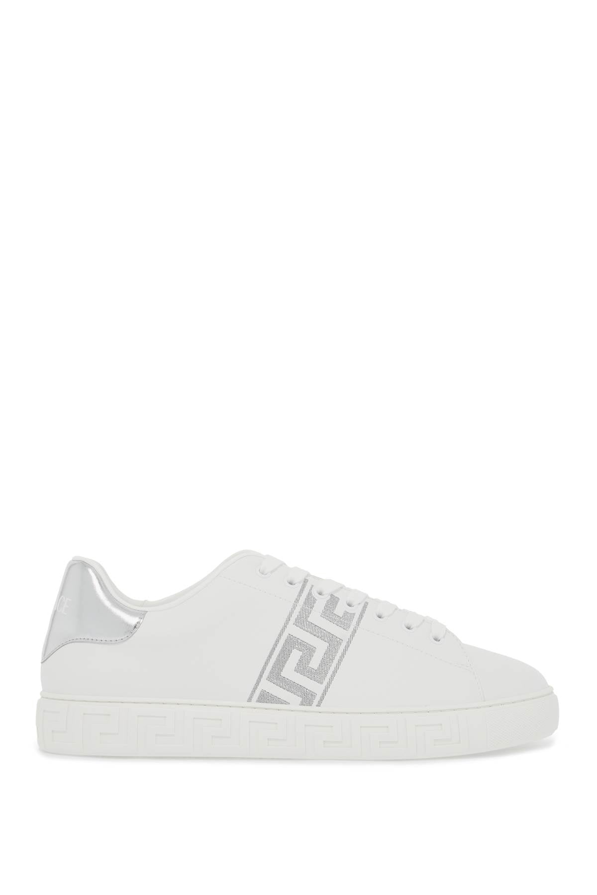 Embroidered Greek Pattern Sneakers In  - White