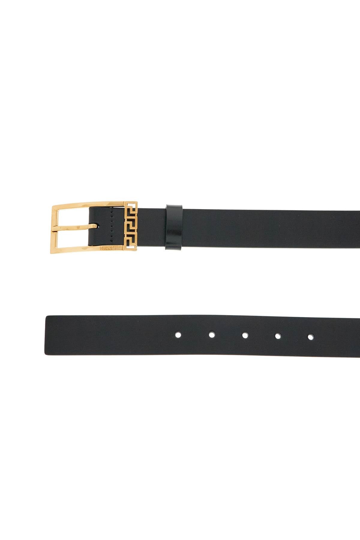 Black Brushed Calfskin Belt 30 Mm With Geometric Buckle  - Black