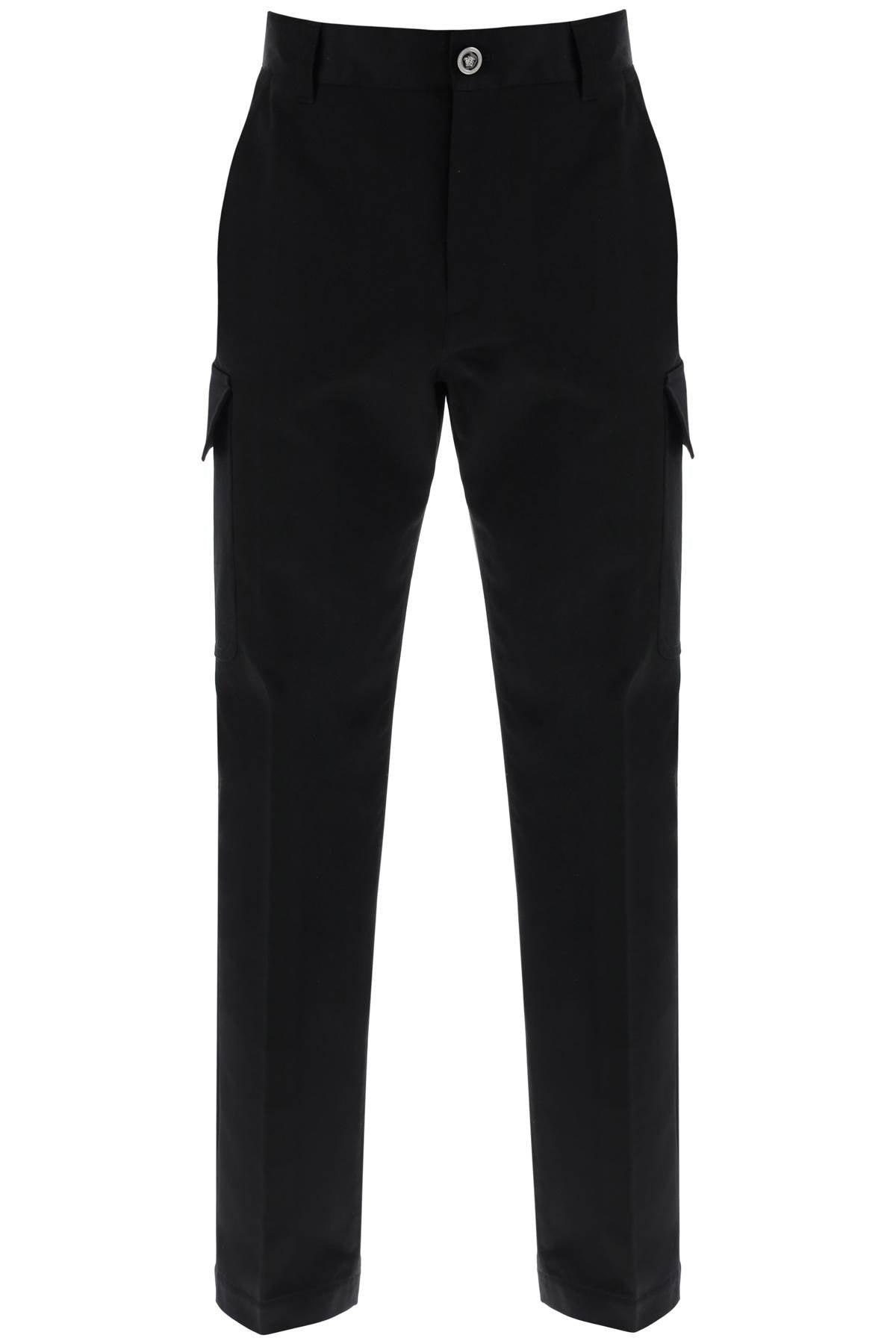 Cotton Gabardine Cargo Pants In  - Black