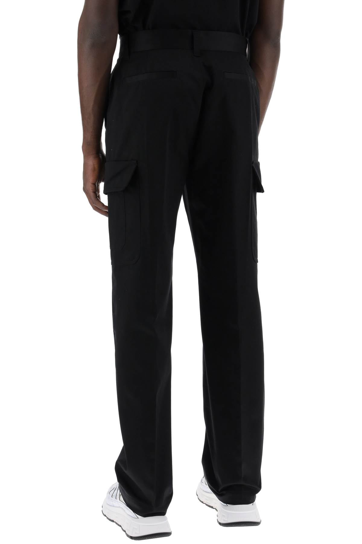 Cotton Gabardine Cargo Pants In  - Black