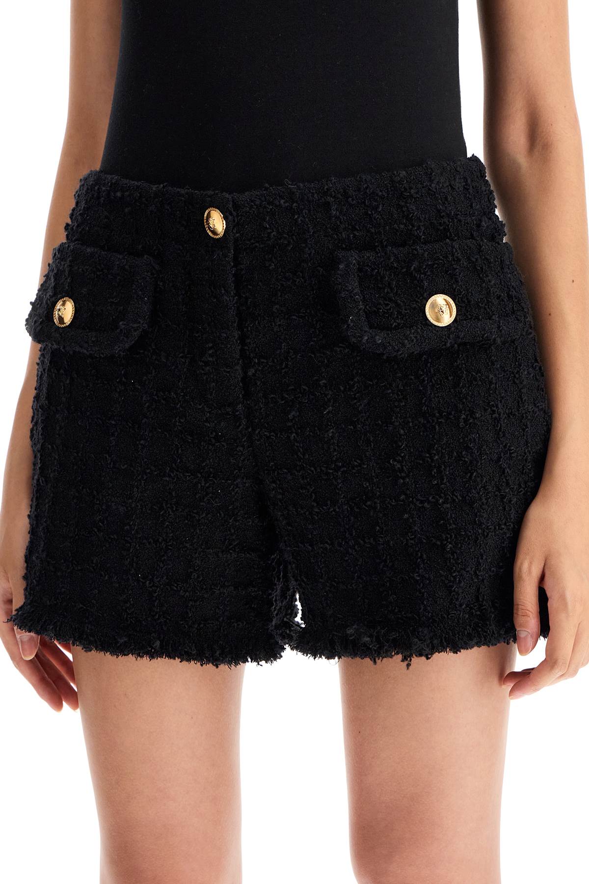 "heritage Tweed Mini Shorts  - Black