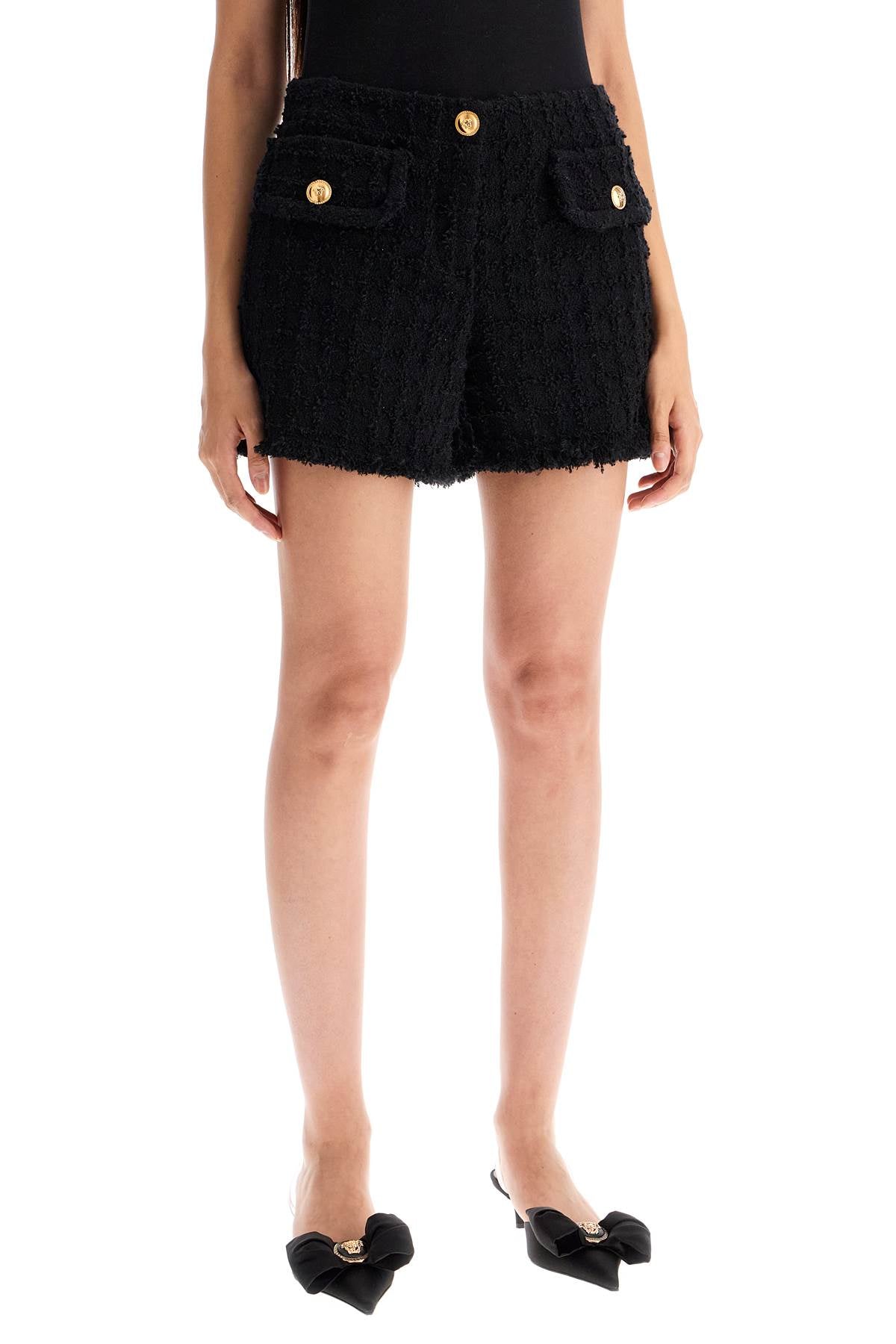 "heritage Tweed Mini Shorts  - Black