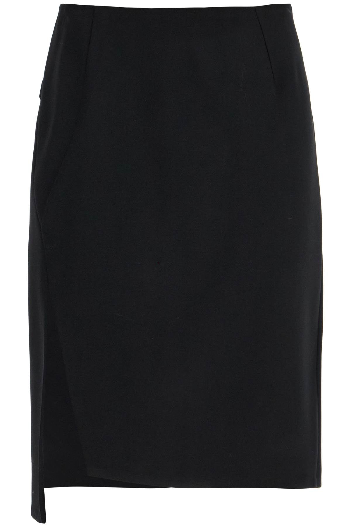 Asymmetric Midi Skirt  - Black