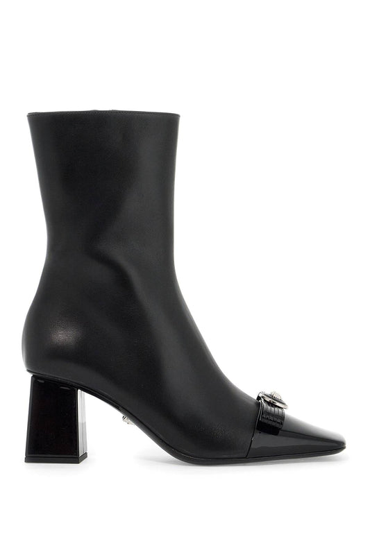 Gianni Ribbon Leather Ankle Boots With  - Black