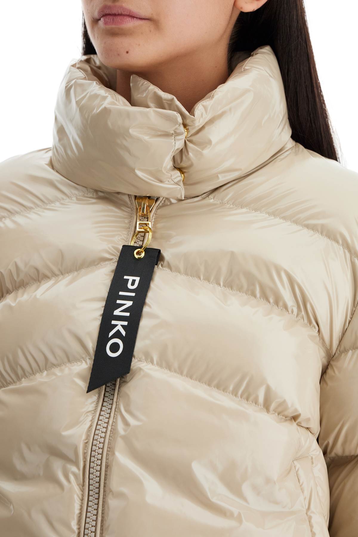 "crystal Nylon Down Jacket"  - Beige