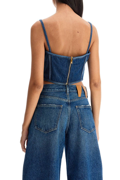 Denim Top Corset With  - Blu