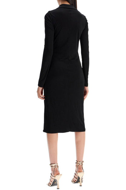 Draped Jersey Dress With  - Black