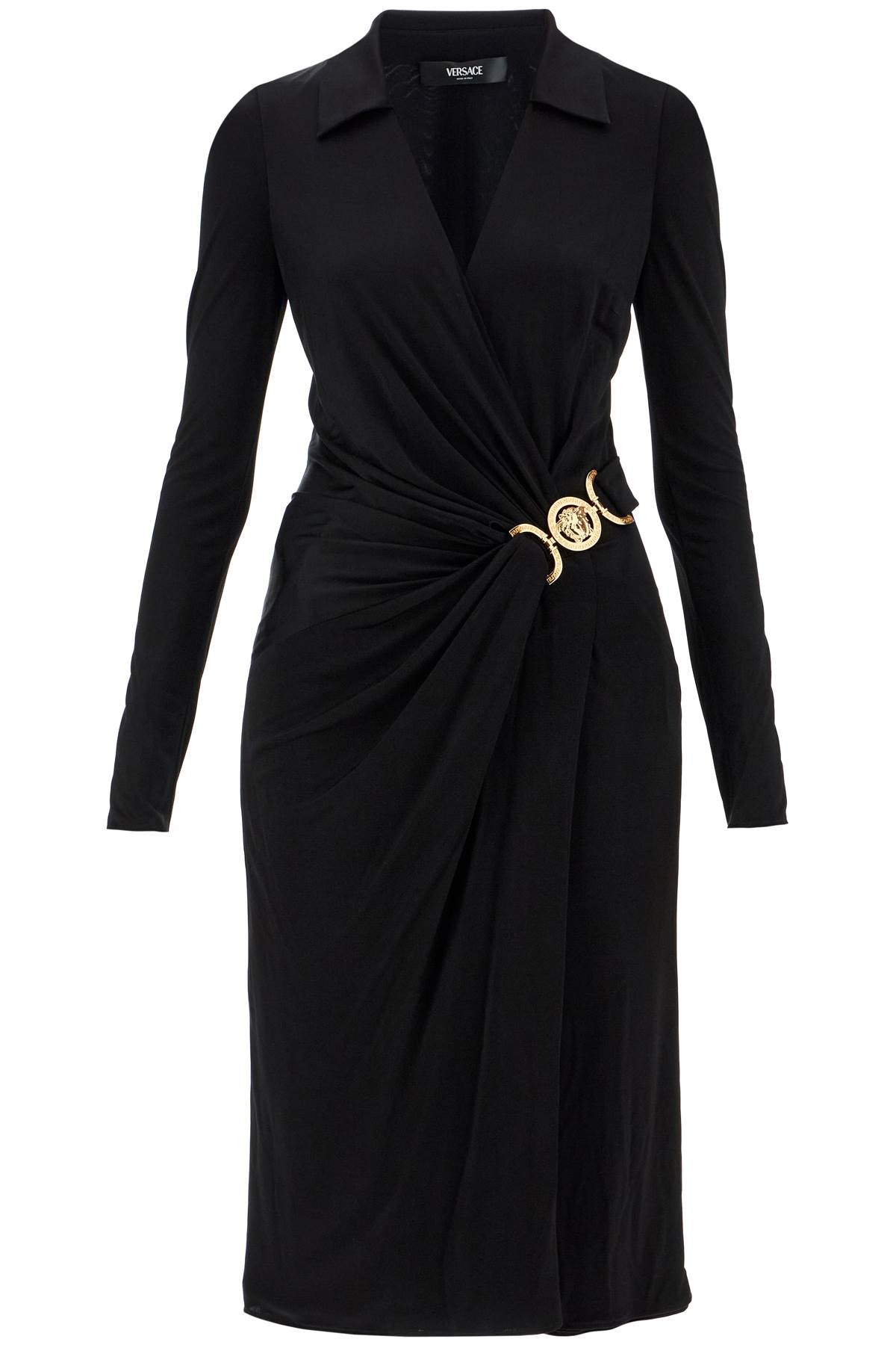 Draped Jersey Dress With  - Black