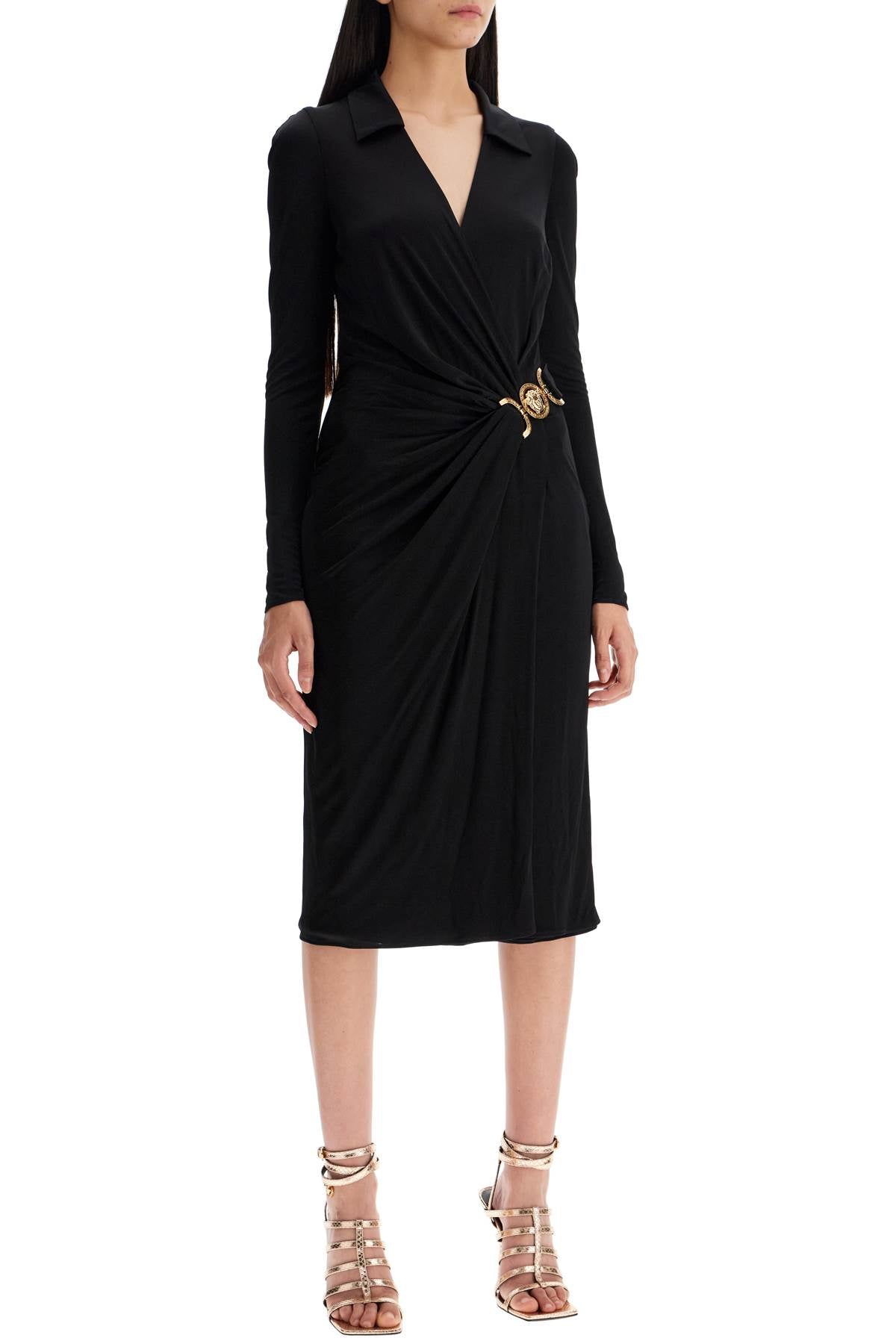 Draped Jersey Dress With  - Black