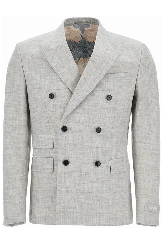 Double-breasted Wool Blend Blazer  - Grey