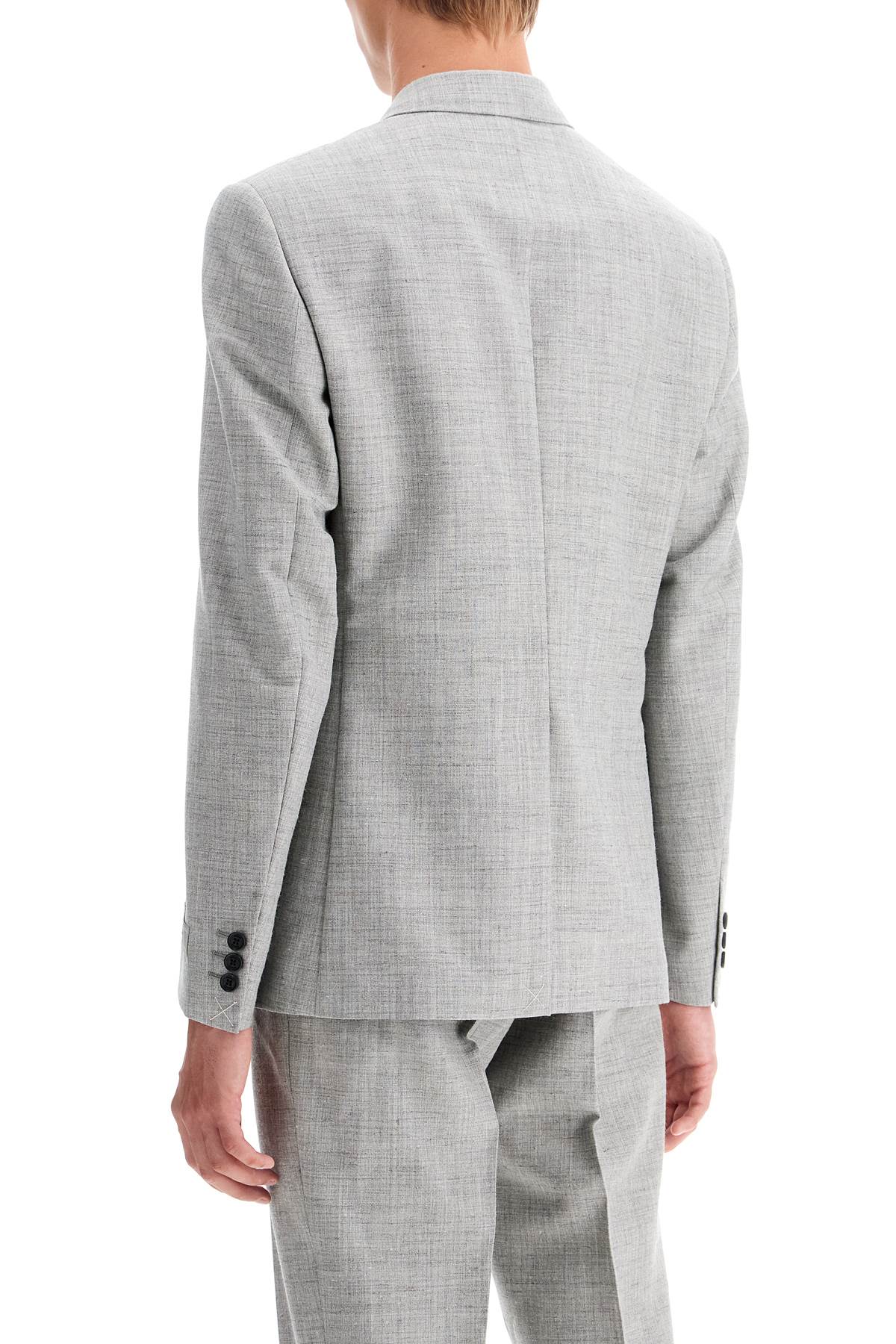 Double-breasted Wool Blend Blazer  - Grey