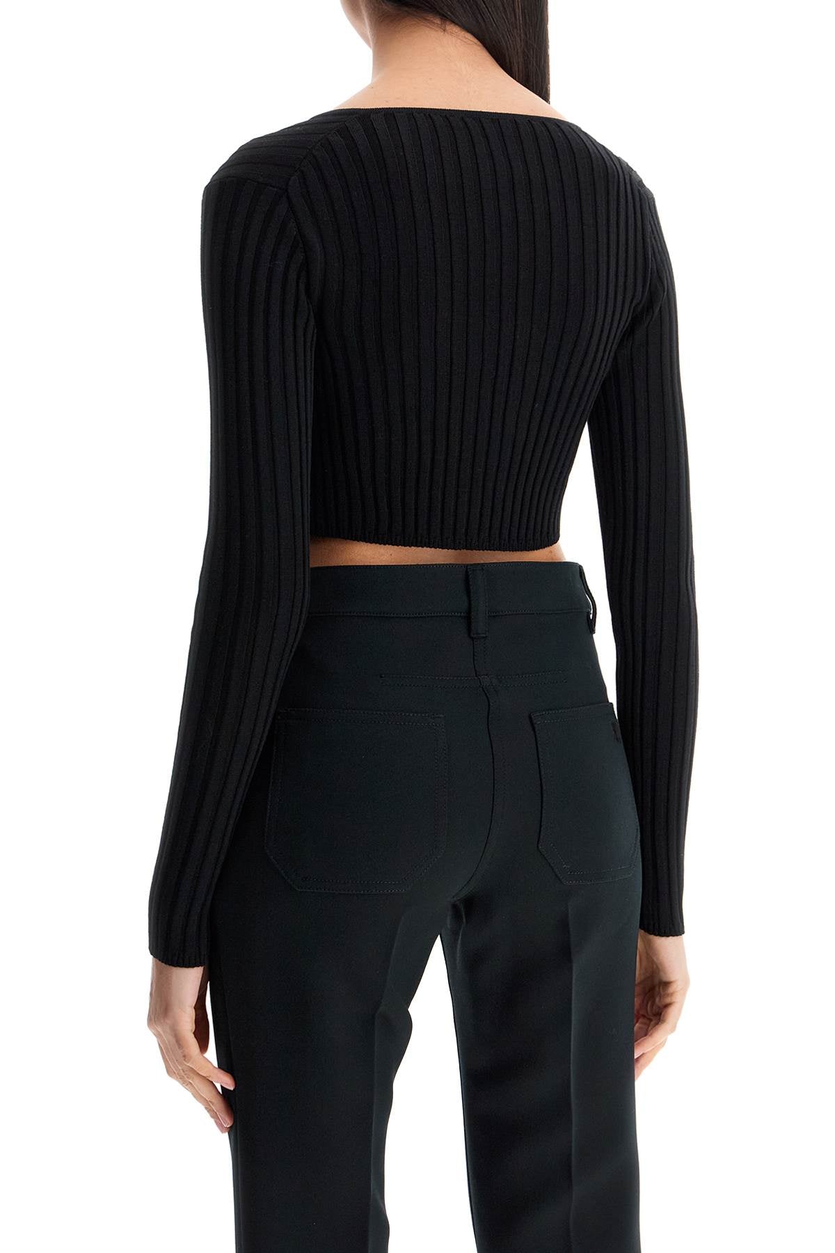 'cropped Safety Pin Cardigan  - Black