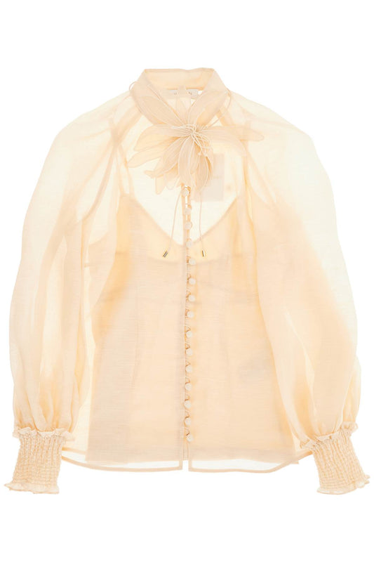 'blouse With Floral Illustr  - Beige