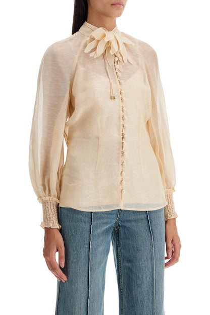 'blouse With Floral Illustr  - Beige