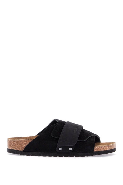 Kyoto Suede And Nubuck Leather Slides  - Black