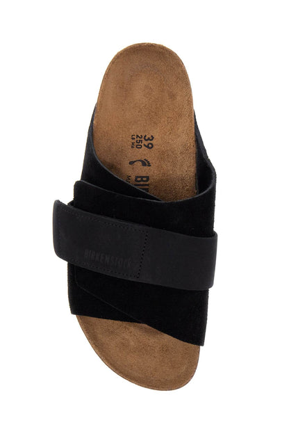 Kyoto Suede And Nubuck Leather Slides  - Black