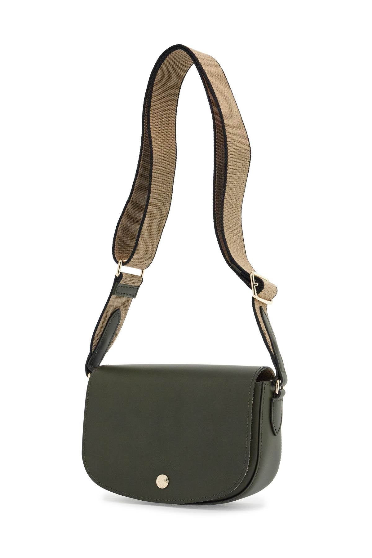 Khaki Leather Crossbody Bag Epure With Adjustable Strap  - Khaki