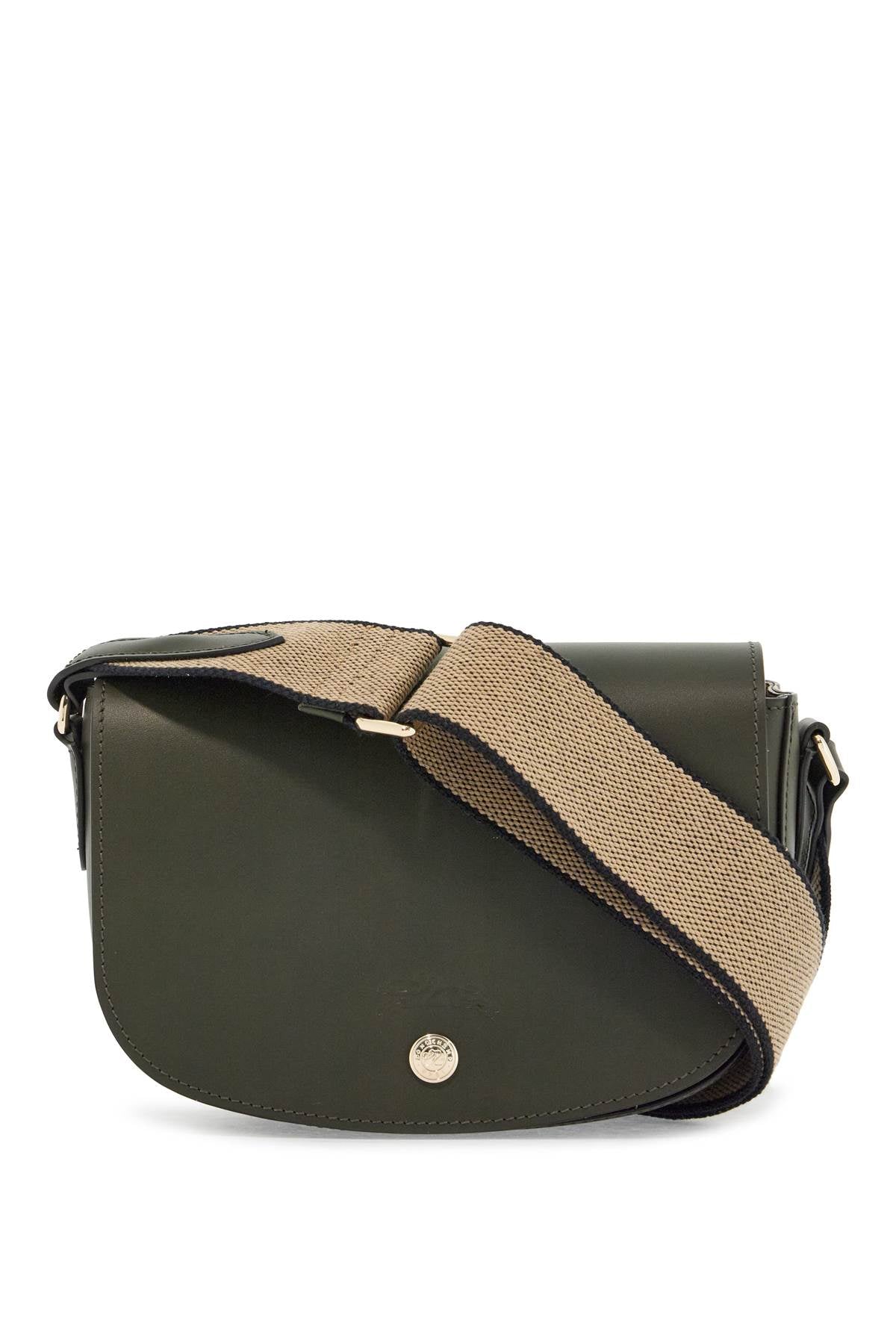 Khaki Leather Crossbody Bag Epure With Adjustable Strap  - Khaki