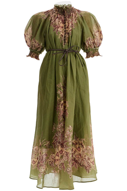 Long Ramie Dress In Ottie  - Green