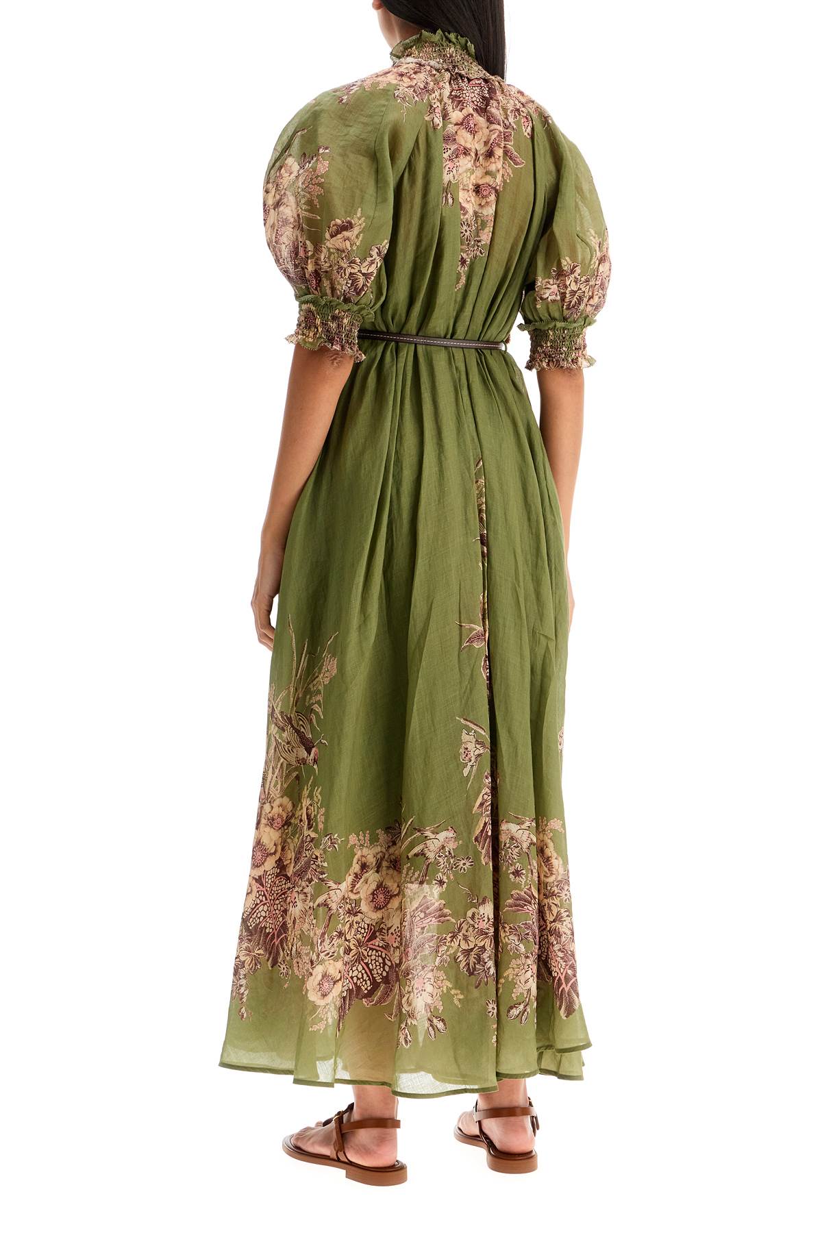 Long Ramie Dress In Ottie  - Green