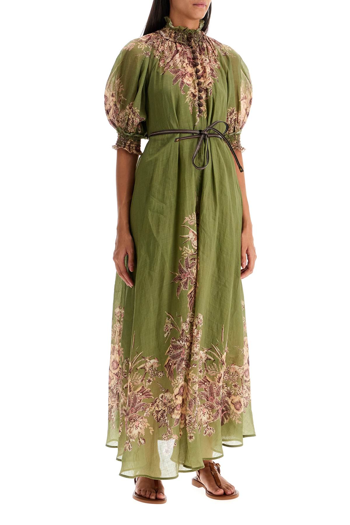 Long Ramie Dress In Ottie  - Green