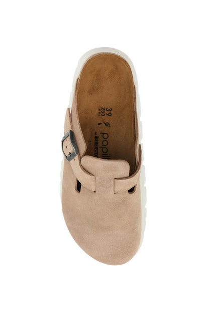 Boston Chunky Suede Leather Clog  - Beige