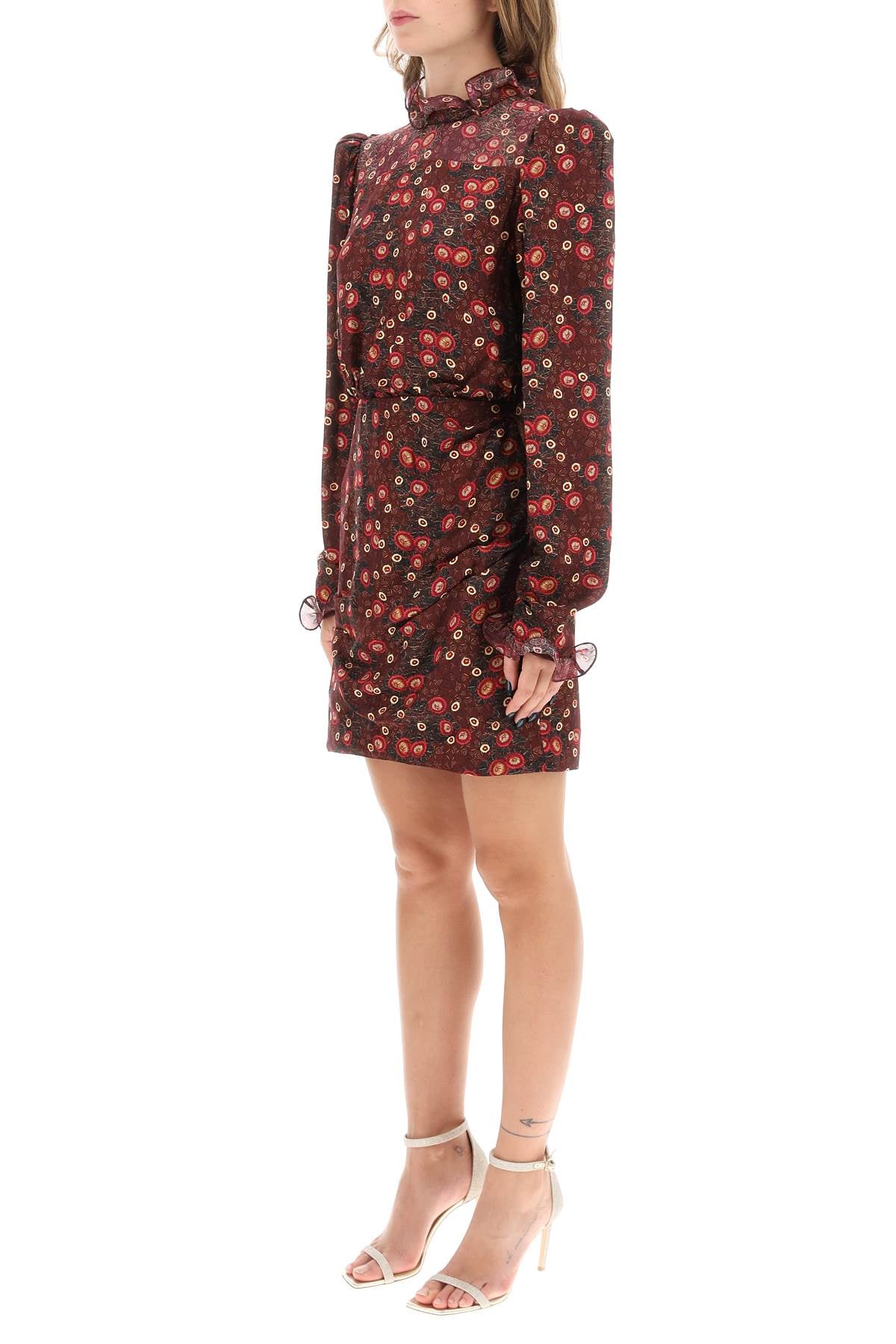 Rina B Mini Dress In Jacquard Silk  - Red