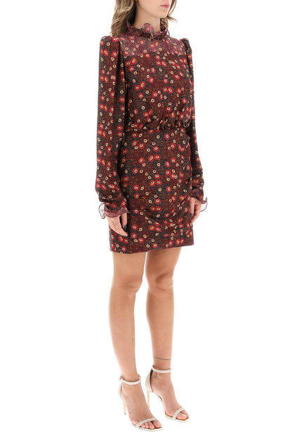 Rina B Mini Dress In Jacquard Silk  - Red