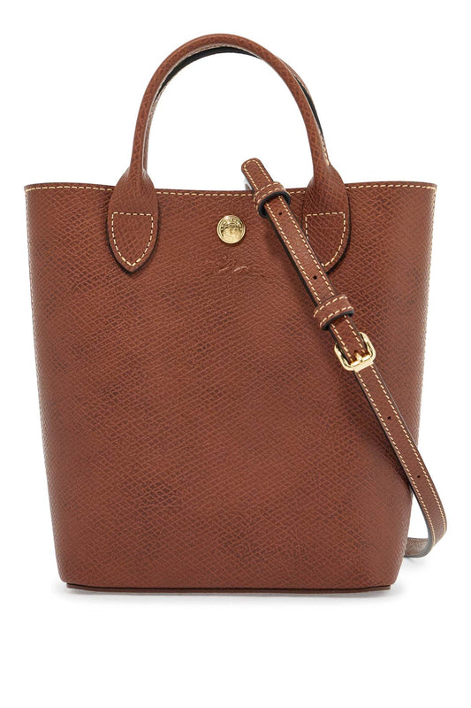 Borsa A Mano In Pelle Di Vitello Marrone Con Tracolla Regolabile  - Brown