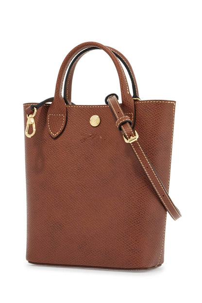 Borsa A Mano In Pelle Di Vitello Marrone Con Tracolla Regolabile  - Brown