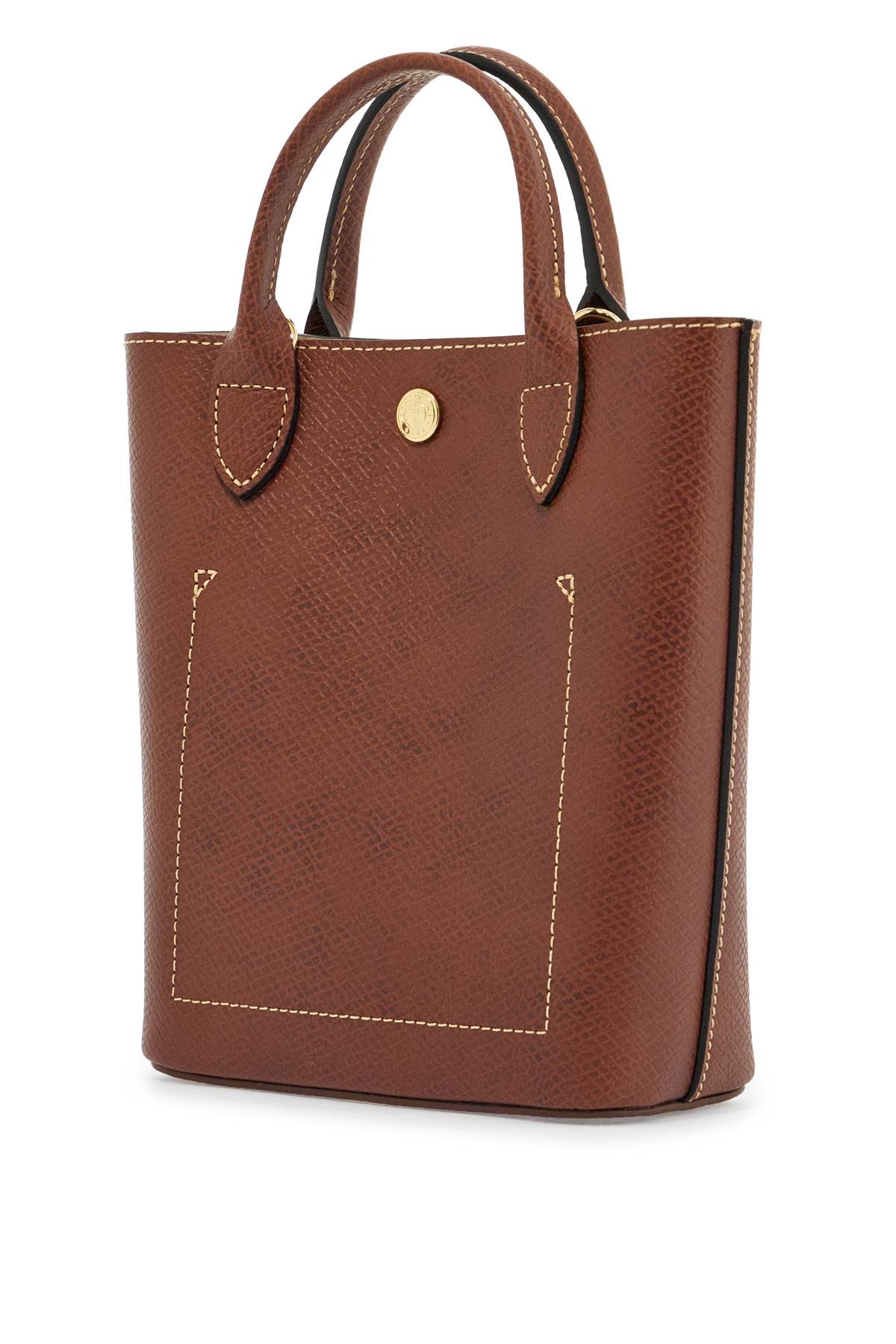 Borsa A Mano In Pelle Di Vitello Marrone Con Tracolla Regolabile  - Brown