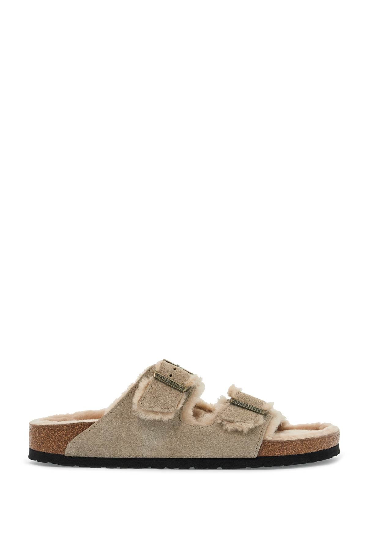 Narrow Fit Arizona Shearling Slides  - Neutro