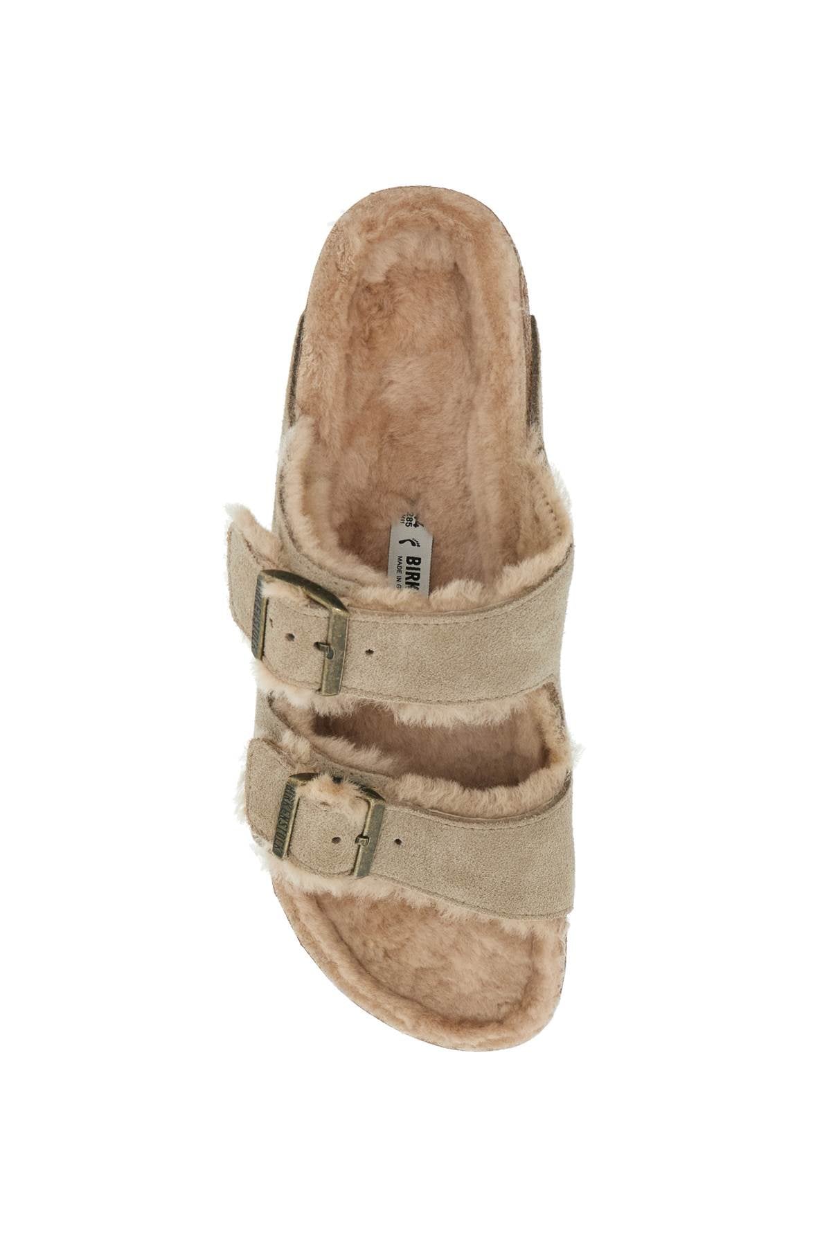 Narrow Fit Arizona Shearling Slides  - Neutro