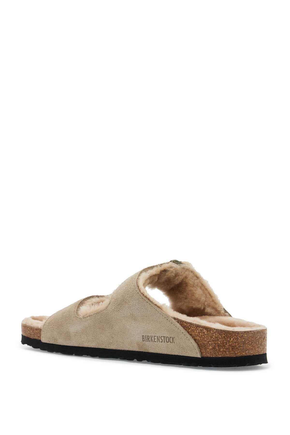 Narrow Fit Arizona Shearling Slides  - Neutro