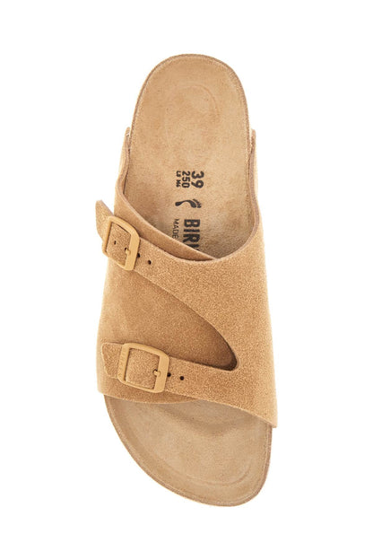 Beige Suede Zurich Sandals With Adjustable Buckles  - Beige