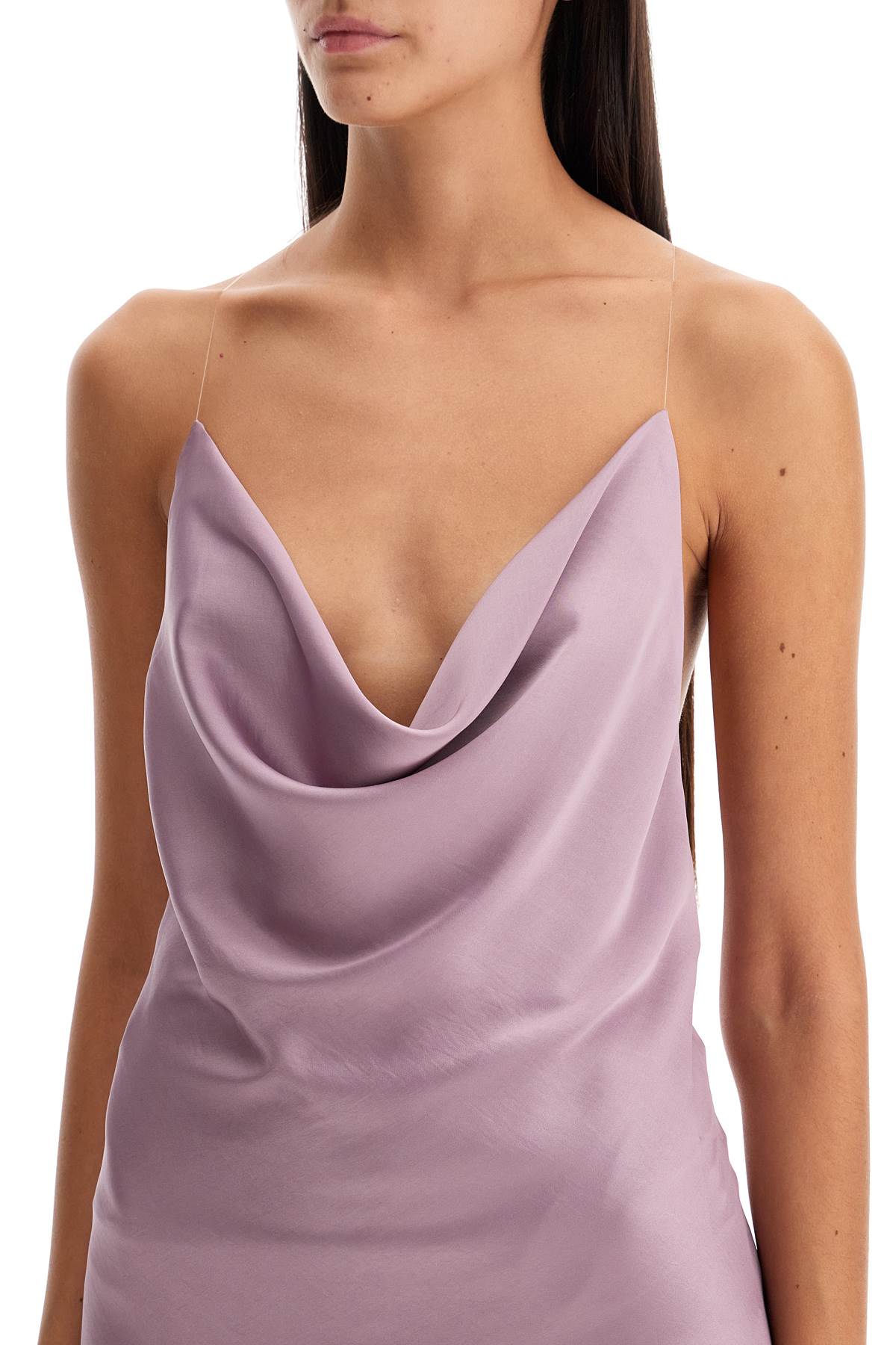 Mini Satin Slip Dress With Spaghetti Straps  - Purple