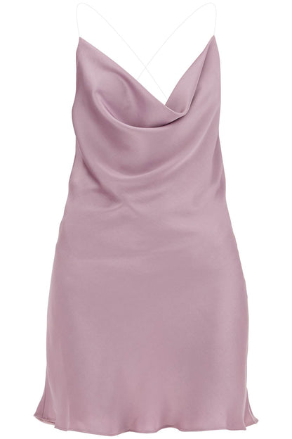 Mini Satin Slip Dress With Spaghetti Straps  - Purple