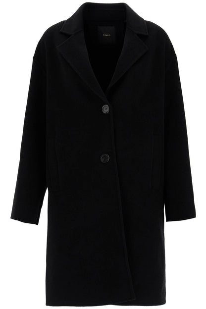 Double Wool Coat With Screwdriver Design  - Black