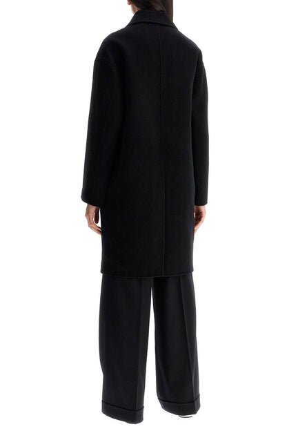 Double Wool Coat With Screwdriver Design  - Black