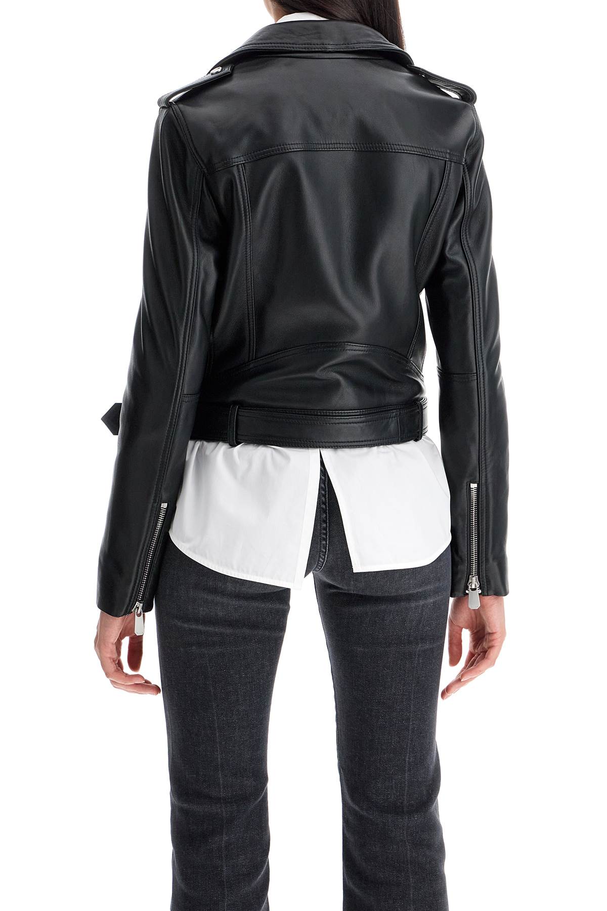 Nappa Leather Biker Jacket  - Black