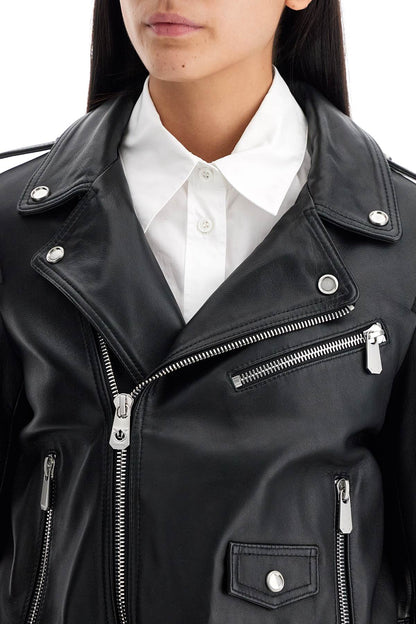 Nappa Leather Biker Jacket  - Black