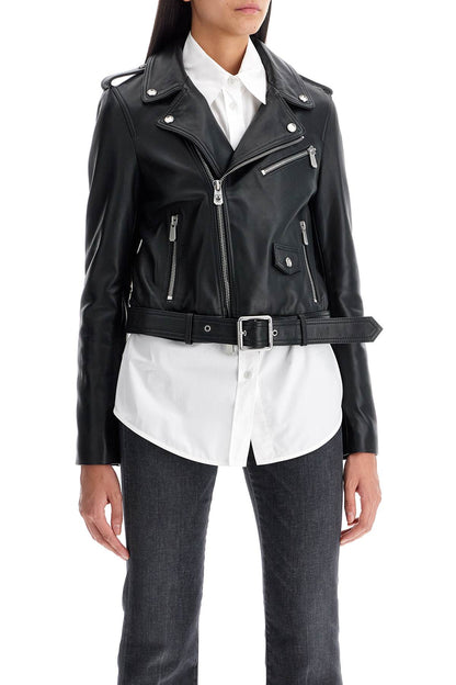 Nappa Leather Biker Jacket  - Black