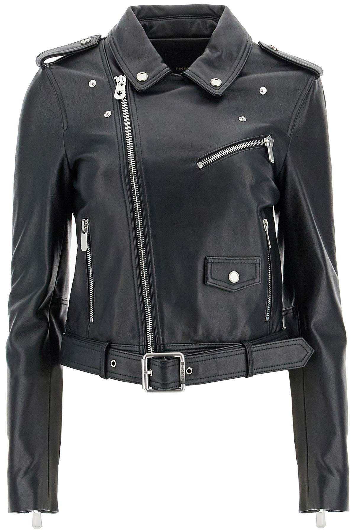 Nappa Leather Biker Jacket  - Black