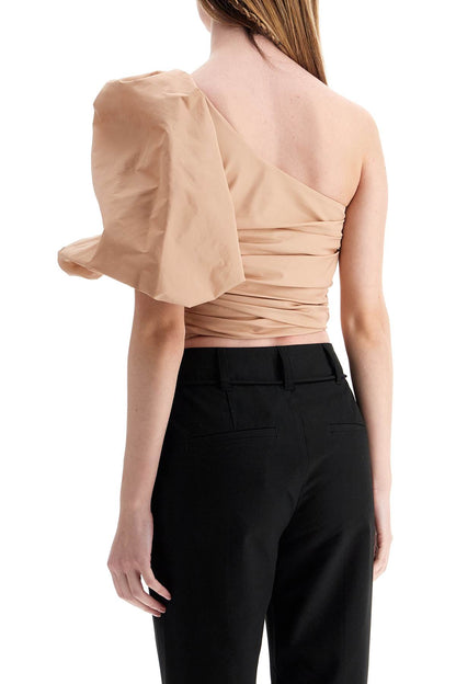 Asymmetrical One-shoulder Taffeta Top In Cameo Pink  - Pink